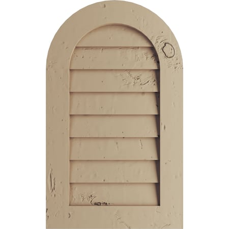 Timberthane Knotty Pine Round Top Faux Wood Non-Functional Gable Vent, Primed Tan, 28W X 18H